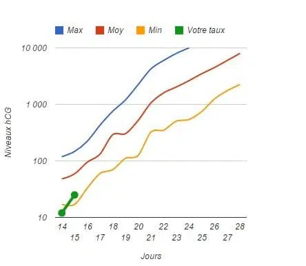 Comment évolue le taux de béta hCG ?