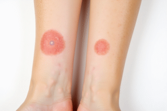 Avant bras avec eczema et infection fongique visibles