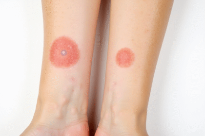 Avant bras avec eczema et infection fongique visibles