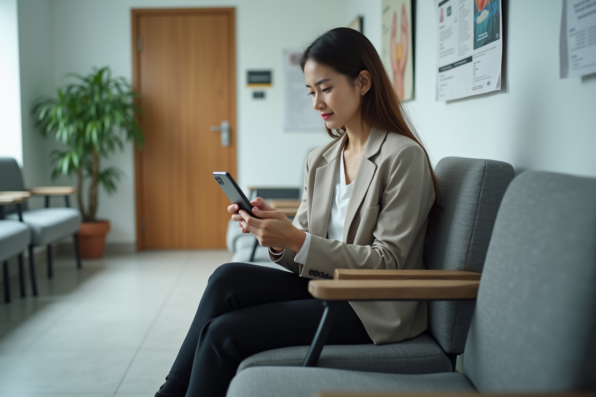 Jeune femme nerveuse dans la salle d