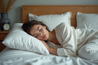 Femme endormie paisiblement dans sa chambre moderne