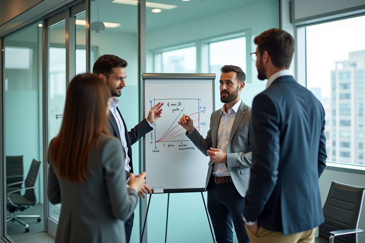 Groupe de quatre personnes discutant autour d