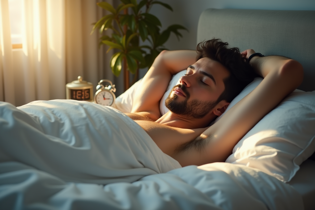 Jeune homme se réveillant en s
