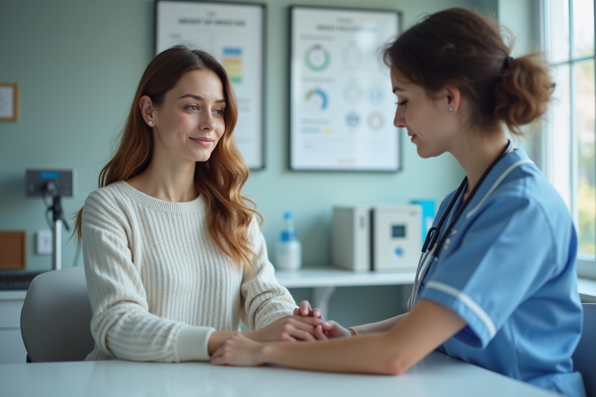 Femme en prélèvement sanguin dans un laboratoire moderne