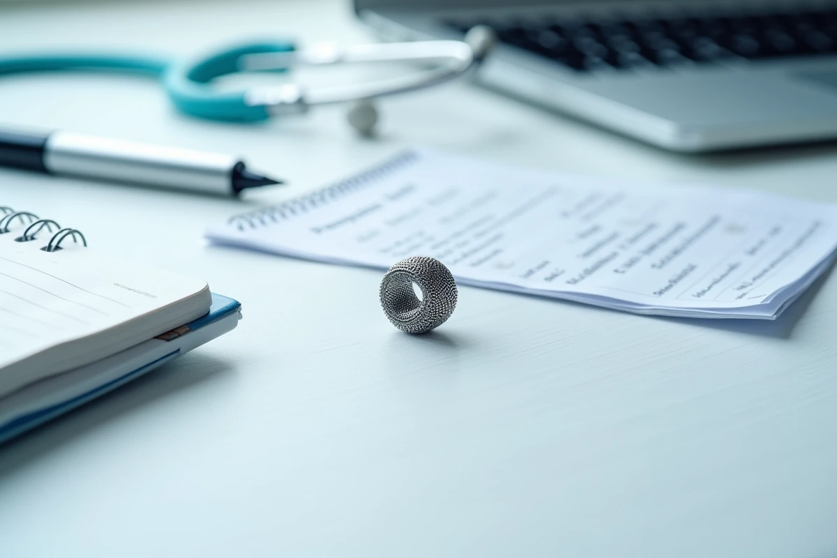 Stent coronarien sur bureau médical avec ordonnance et directives alimentaires